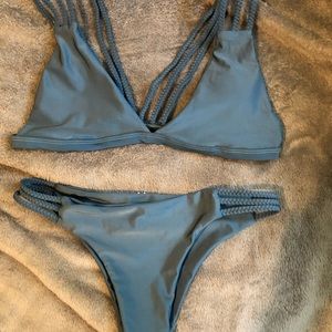 Steel blue Strappy back bikini